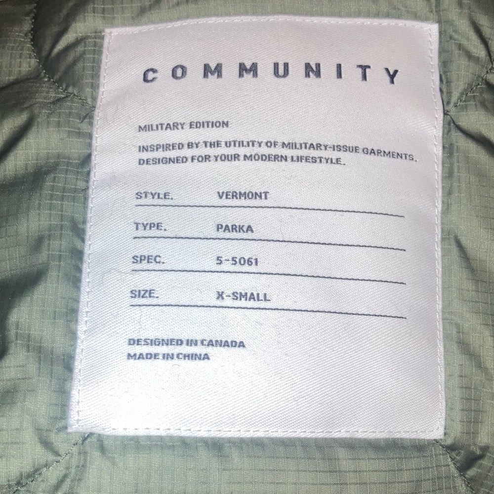 Aritzia Community Vermont Military Edition Goose Down Parka 5-5061 | Sz XS - Picture 9 of 16